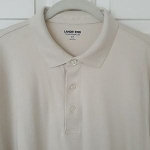 Lands' End Supima Cotton Short Sleeve Polo Shirt Men's L/T Putty/Beige Color